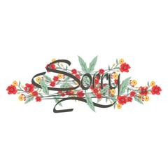 word sorry with floral design
