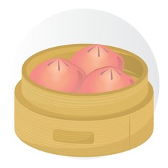 Dim sum in a bamboo basket