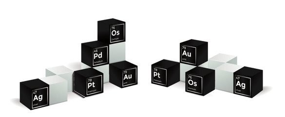 Chemical Element Table Black and White Cubes