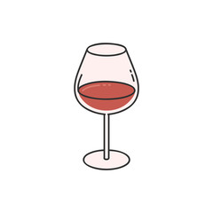 Wineglass with red wine cartoon sketch icon vector illustration isolated.