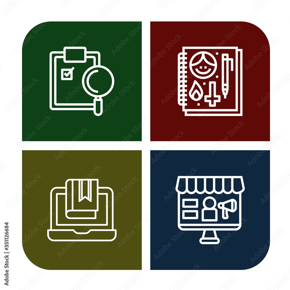 Poster notebook icon set