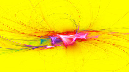 3D rendering abstract yellow fractal light background