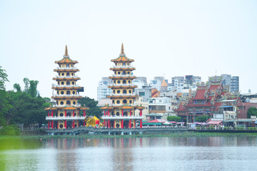Dragon and Tiger Pagodas of Lotus Pond. Kaohsiung city. Taiwan.