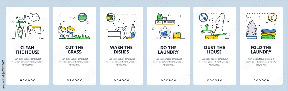 Canvas Prints house cleaning website and mobile app onboarding screens vector template