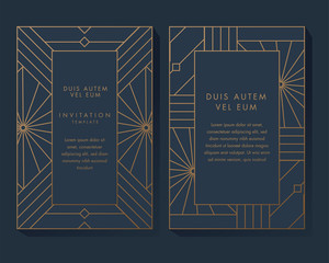 Blue and Gold Invitation Design - obrazy, fototapety, plakaty