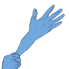 latex gloves different hand positions. drawing without background