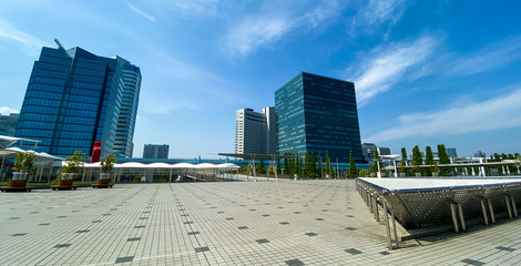 TOKYO, JAPAN. May 1st 2020. Tokyo Big sight & Ariake Street View, with Very Few People Empty city