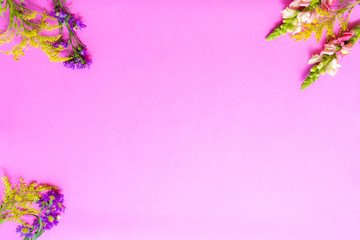 Flores como marco de fondo rosa 