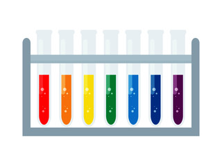 虹色の試験管イラスト