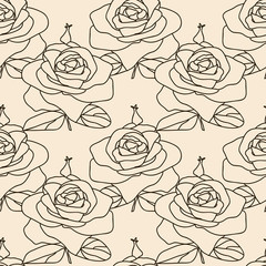 Illustration of a decorative rose.Vector.Seamless pattern.