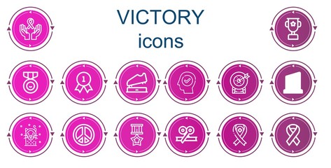 Editable 14 victory icons for web and mobile