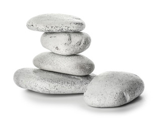 Spa stones on white background