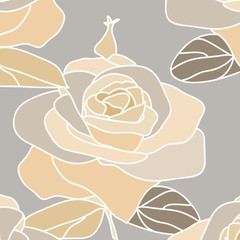 Illustration of a decorative rose.Vector.Seamless pattern.