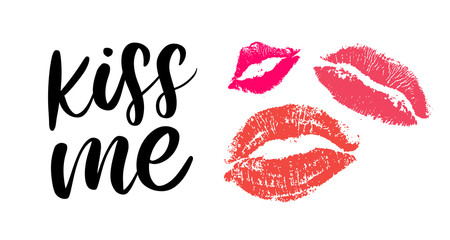 kiss me hand lettering scalable and editable vector illustration slogan