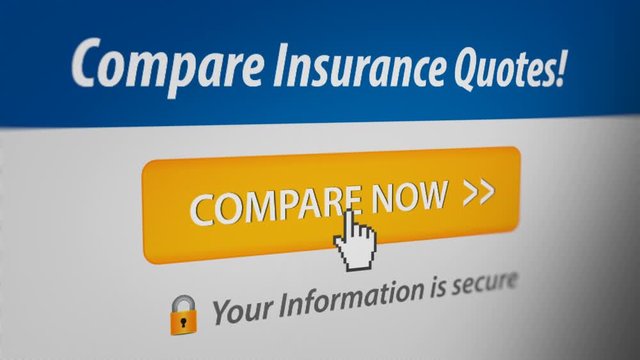 Mouse Cursor clicking "Compare Now" Button on the Insurance Quotes website. Created Especially for This Concept
