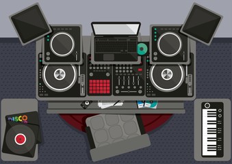 Collection of dj musical equipments