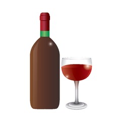 Wine glass and bottle
