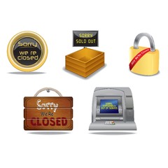 Naklejka premium collection of sorry we are closed boards