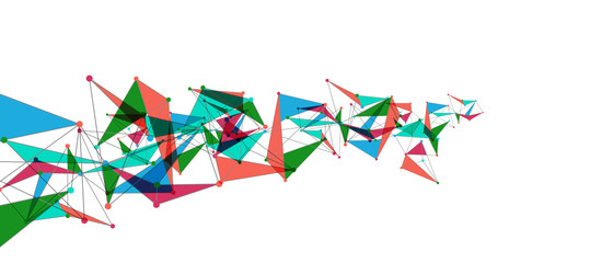 Obraz premium Line points connections, triangular technology design. Abstract geometric background