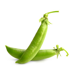 green snap peas isolated on white