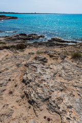 Golden beaches and clear sea. Magic of Salento. Punta della Suina. Puglia, Italy