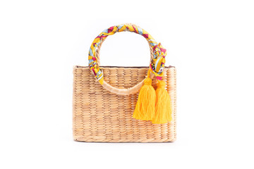 Woven Handmade Bag for Women,Thai handicraft woman basketry isolate on white background