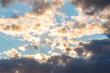 stormy sky at sunset as a background