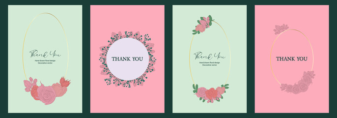 Set of hand drawn cards for design. Vector botanical design