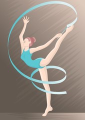 A rhythmic gymnastics woman in action illustration.