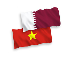 Flags of Qatar and Vietnam on a white background
