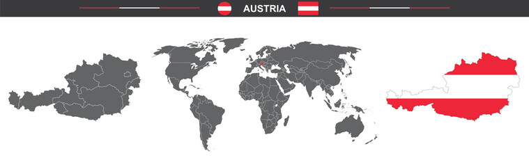 Fototapeta na wymiar vector map flag of Austria isolated on white background