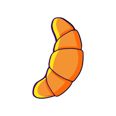 Vector cartoon croissant. Croissant icon, logotype for bakery, pastry shop, confectionery, cafe, bakeshop. Stock illustration isolated on a white background.