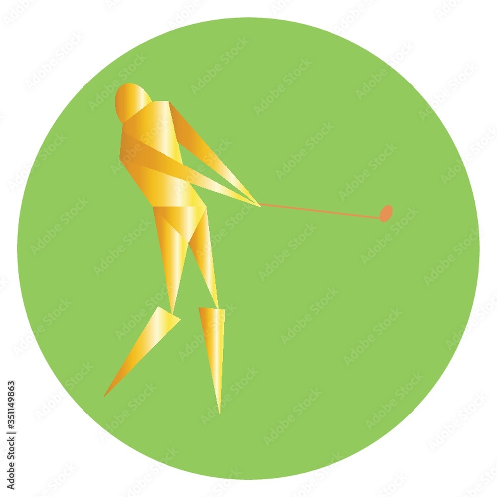 Poster golfer striking with golf club