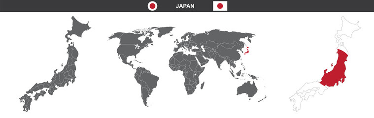 Fototapeta na wymiar vector map flag of Japan isolated on white background