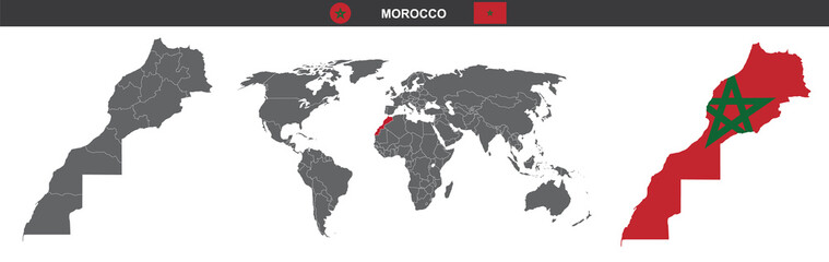 Fototapeta na wymiar vector map flag of Morocco isolated on white background