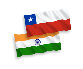 Flags of India and Chile on a white background