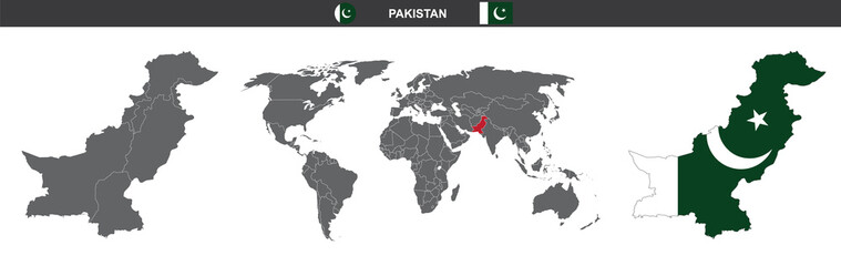 vector map flag of Pakistan isolated on white background - obrazy, fototapety, plakaty