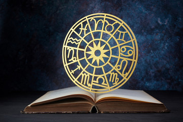 Horoscope astrology background. Zodiac constellation signs. Future telling.