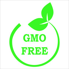 Non GMO product icon with green leaves for packaging in vector. Goods without genetically modified organisms logo.