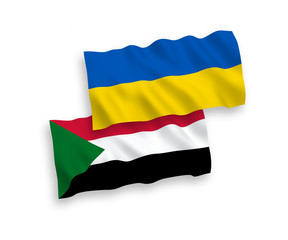 Flags of Sudan and Ukraine on a white background