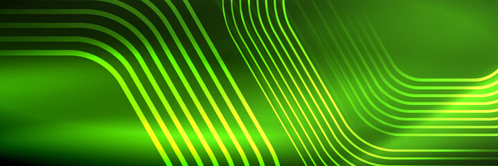 Shiny neon lines, stripes and waves, technology abstract background. Trendy abstract layout template for business or technology presentation, internet poster or web brochure cover, wallpaper