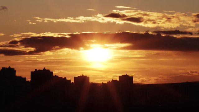 Timelapse of sunset over the city