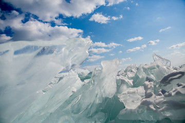 
Winter Baikal, transparent even ice