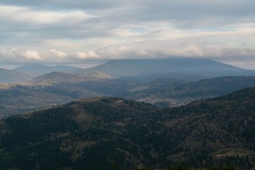 Beskid mountains Pilsko Polish mountains and hills aerial drone photo