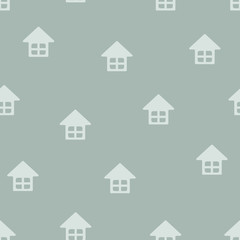 pattern small houses on gray background , little houses pattern seamless, The geometrical pattern of flat houses