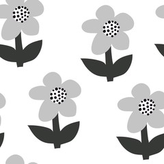 Seamless pattern with cartoon flowers. colorful vector, hand drawing. ornament, flat style. design for fabric, print, textile, wrapper