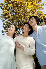 Woman with her son and daughter