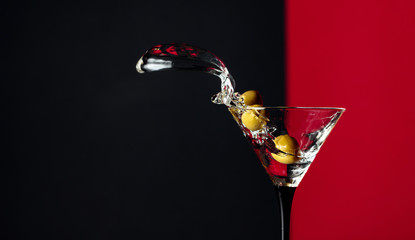 Martini with green olives.