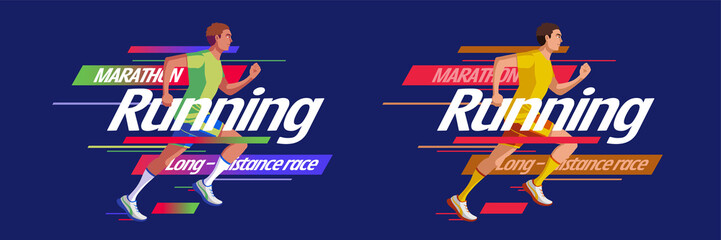 Colorful marathon running icon