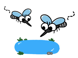 水辺に集まる蚊　害虫　池